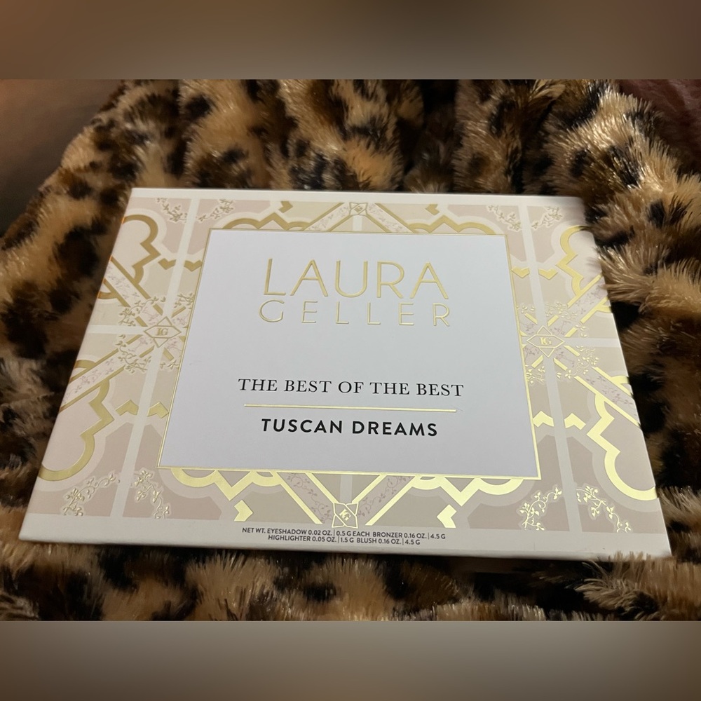 Laura Geller Makeup Guide with Black and White Design